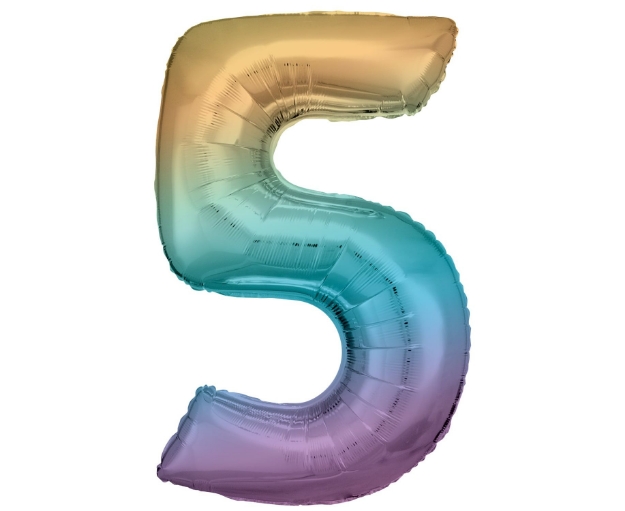Picture of Foil Balloon Number "5" Rainbow 83cm