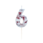 Picture of Pressed petal  number 6 birthday cake candle
