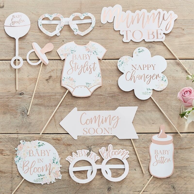 Picture of Baby shower photo booth props - Baby in bloom