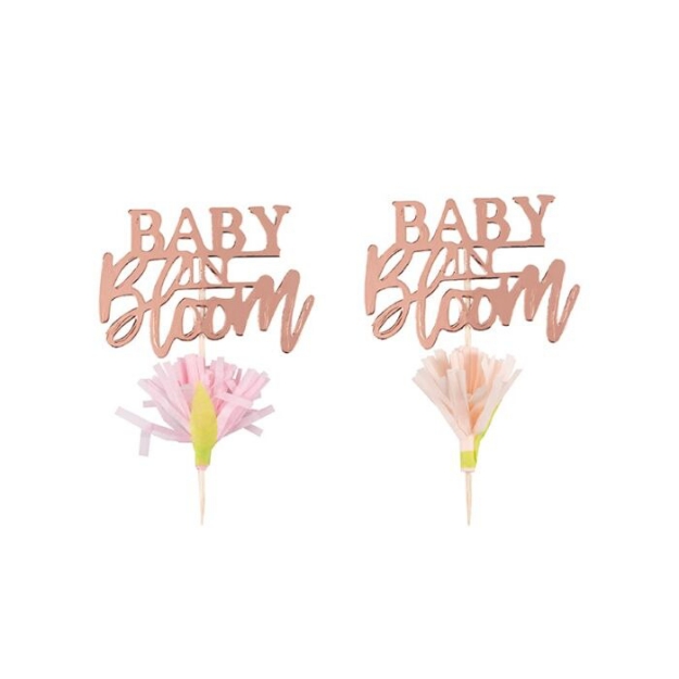 Picture of Rose gold floral cupcake toppers -Baby in bloom