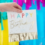 Picture of Paper napkins - Happy Birthday gold with fringes (16pcs)