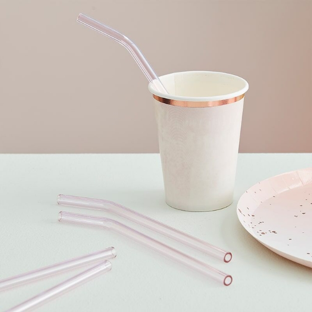 Picture of Pink Glass Reusable Straws (4pcs)