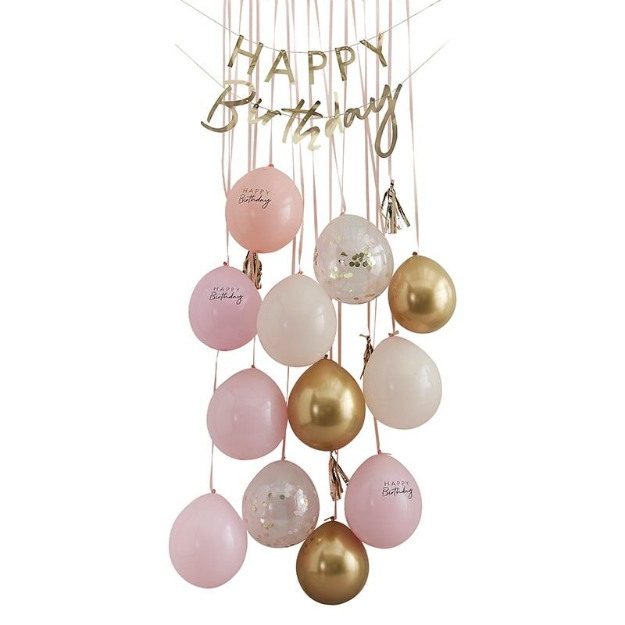 Picture of Balloon Door Kit - Pink Happy Birthday 