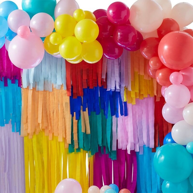 Picture of Party Backdrop with multicolour balloons and streamers