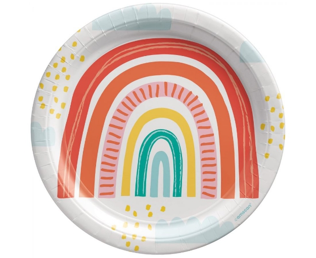 Picture of Paper plates (23cm) - Retro rainbow