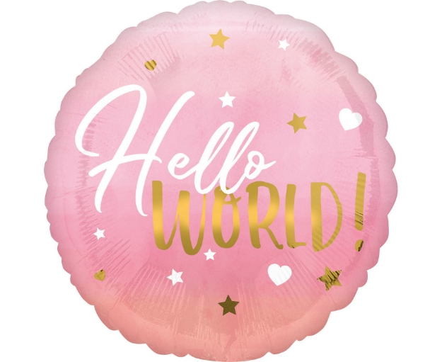 Μπαλόνι foil Hello world ροζ