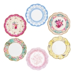 Picture of Side paper plates - Tea time vintage (12pcs)