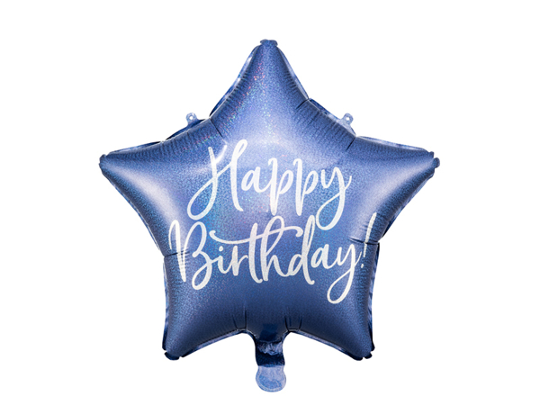 Μπαλόνι foil αστέρι - Navy happy birthday