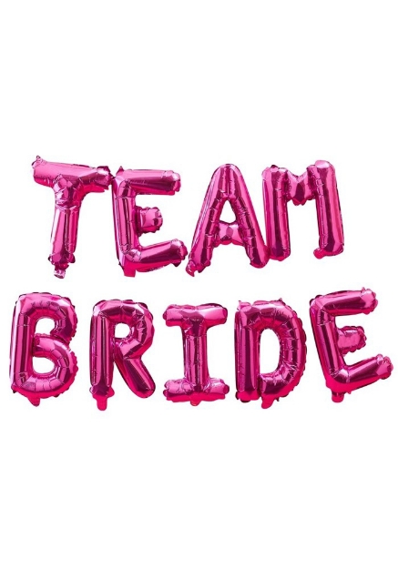 Picture of Foil Balloons Kit TEAM BRIDE hot pink ~35cm