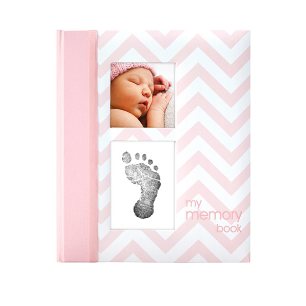 Βιβλίο αναμνήσεων μωρού chevron ροζ