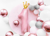 Picture of Foil Balloon Number "1" with crown, 90cm, pink