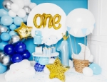 Picture of Foil Balloon Number "1" with crown, 90cm, light blue