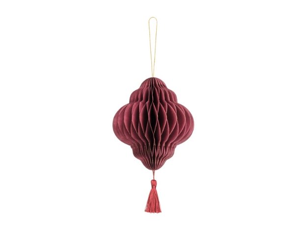 Picture of Paper honeycomb ornament deep red with tassel