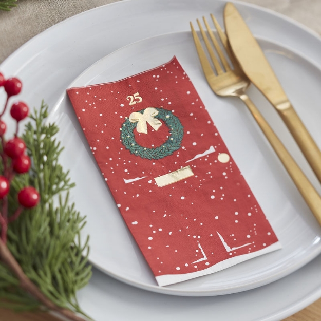 Picture of Paper napkins - Christmas door