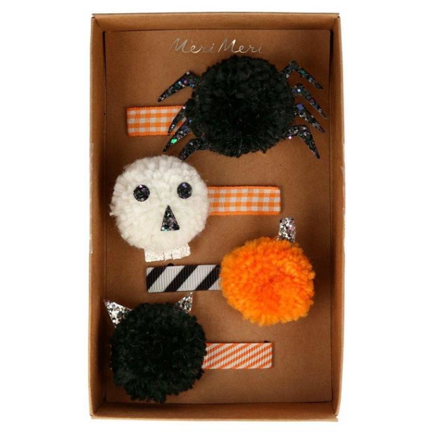 Picture of Halloween Pompom Hair Clips (set of 4)  (Meri Meri)