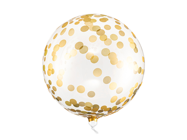 Μπαλόνι σε στρόγγυλο σχήμα - Διάφανο με χρυσά πουά