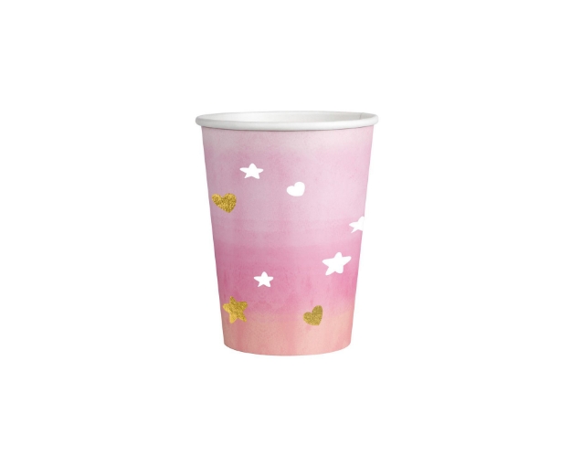 Χάρτινα ποτήρια - Οmbre ροζ (8τμχ)