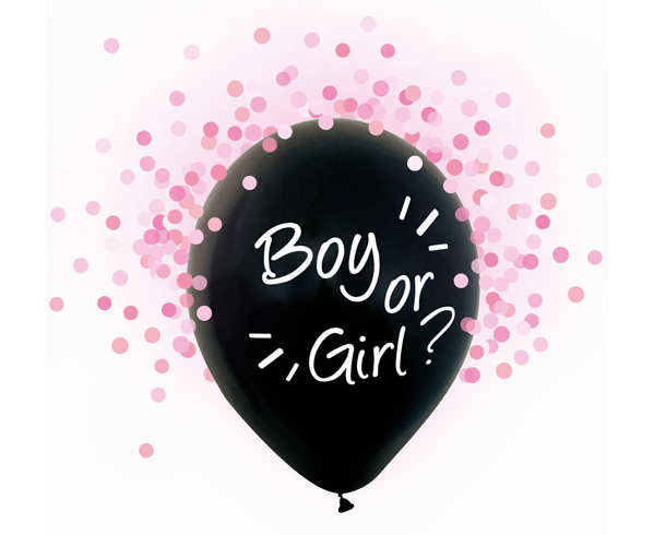 Picture of Balloons - Boy or Girl with pink confetti (4pcs)