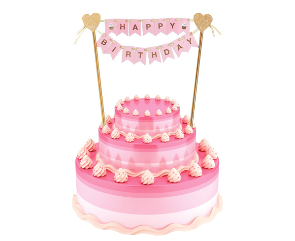 Διακοσμητικό τούρτας - Happy Birthday ροζ