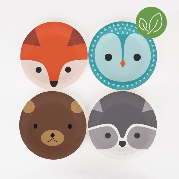 Picture of Side paper plates - Woodland animals (8pcs)