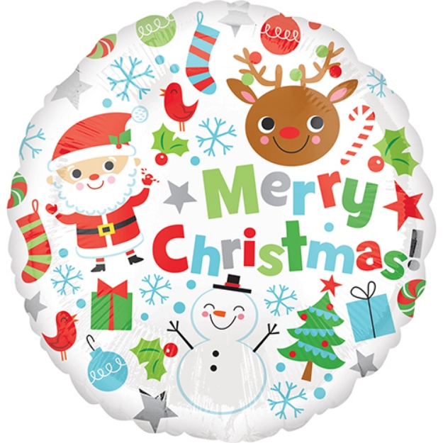 Picture of Foil round balloon Santa and friends