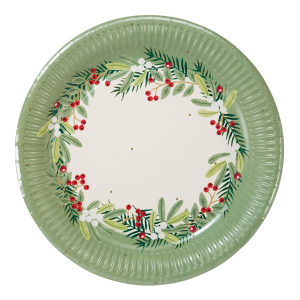 Picture of Dinner paper plates - Μistletoe