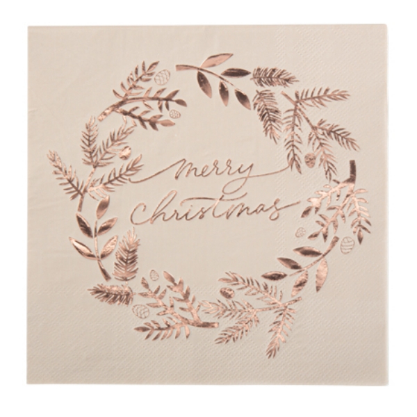 Picture of Paper napkins - Merry Christmas rose gold (16pcs)