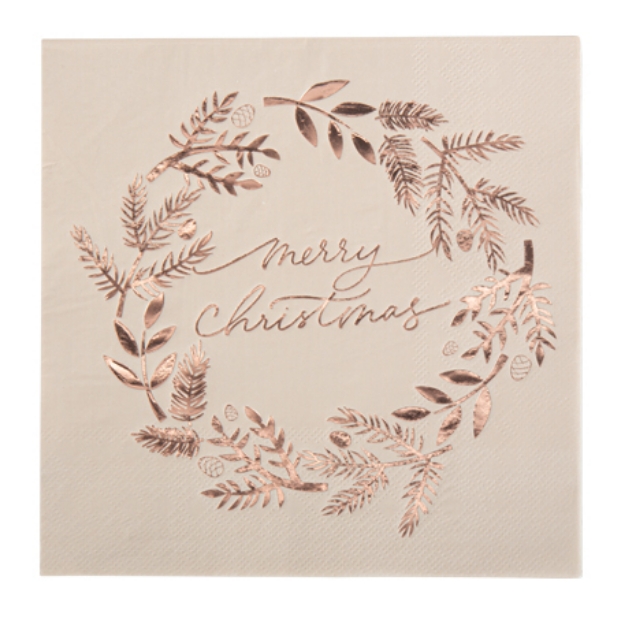 Picture of Paper napkins - Merry Christmas rose gold (16pcs)