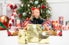 Χάρτινες σακούλες - Merry Christmas χρυσό (3τμχ) (25εκ Μ x 38εκ Υ x 11εκ Π) 