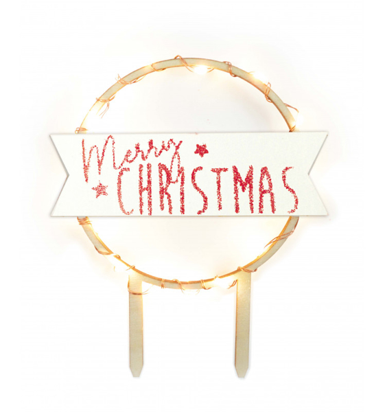 Picture of Wooden cake topper Merry Christmas with led