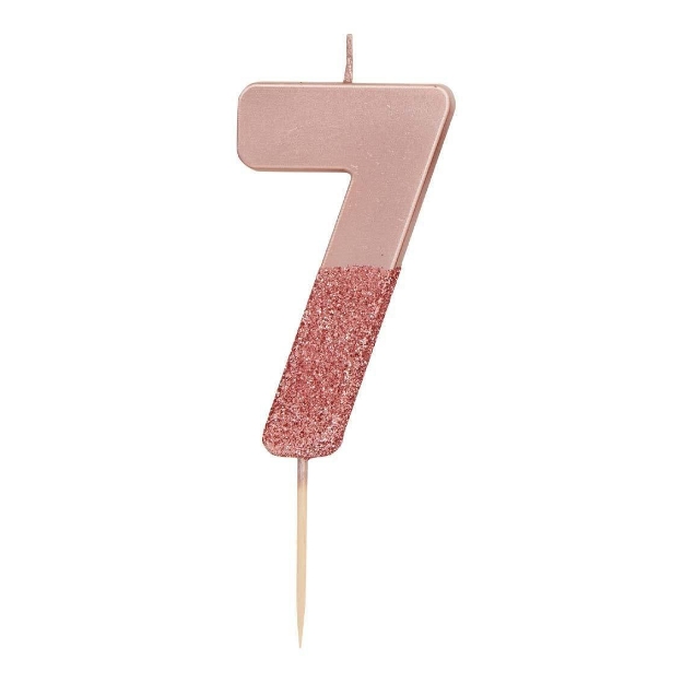 Picture of Rose Gold with Glitter 7 Number Candle