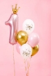 Εικόνα της Σύνθεση μπαλονιών με ήλιο - One ροζ (6τμχ + νούμερο 1 με κορώνα) 