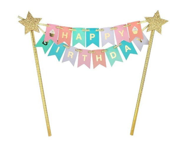 Picture of Cake topper - Happy Birthday pastel