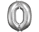 Picture of Foil balloon number 0 silver 86cm