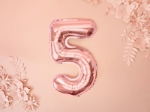 Μπαλόνι Αριθμός 5 ροζ χρυσό 35εκ