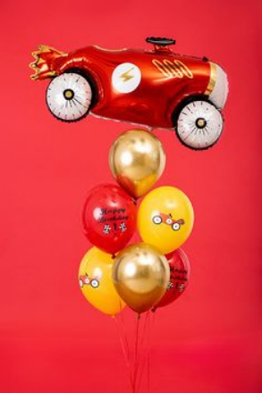 Show details for Balloon bouquet  filled with helium - Racing car (6pcs latex + 1 foil) Picture of Balloon bouquet  filled with helium - Racing car (6pcs latex + 1 foil)