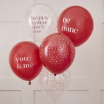 Picture of Balloon bouquet  filled with helium - Happy Valentine's (5 balloons)