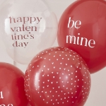 Σύνθεση μπαλονιών με ήλιο - Happy Valentine's (5 μπαλόνια)