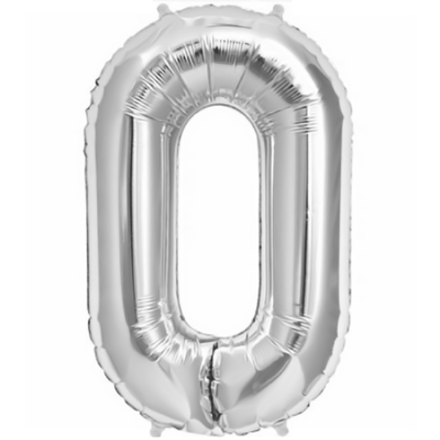 Show details for Foil balloon number 0 silver 83cm with helium Picture of Foil balloon number 0 silver 83cm with helium