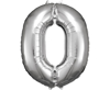 Picture of Foil balloon number 0 silver 83cm with helium 