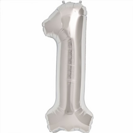 Show details for Foil balloon number 1 silver 83cm with helium Picture of Foil balloon number 1 silver 83cm with helium