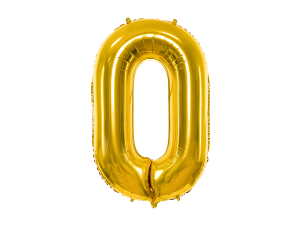 Picture of Foil balloon number 0 gold 86cm with helium 