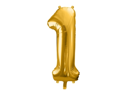 Show details for Foil balloon number 1 gold 86cm with helium Picture of Foil balloon number 1 gold 86cm with helium