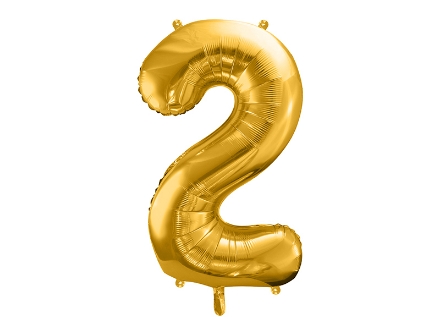 Show details for Foil balloon number 2 gold 86cm with helium Picture of Foil balloon number 2 gold 86cm with helium