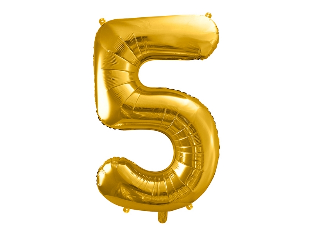 Picture of Foil balloon number 5 gold 86cm with helium 