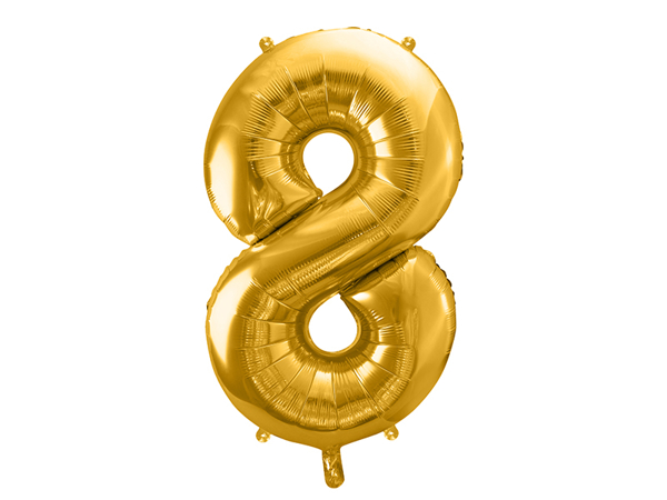 Picture of Foil balloon number 8 gold 86cm with helium 