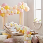 Picture of Party Backdrop with balloons, streamers and daisies