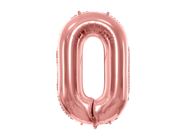 Picture of Foil balloon number 0 rose gold 86cm with helium 