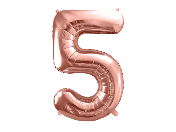 Picture of Foil balloon number 5 rose gold 86cm with helium 