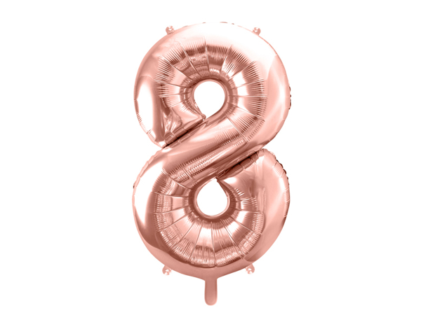 Picture of Foil balloon number 8 rose gold 86cm with helium 